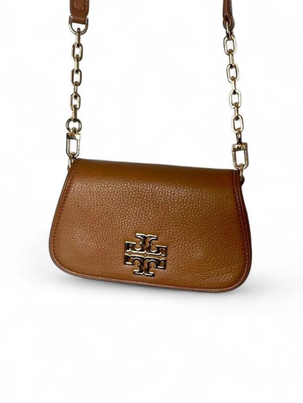 Tory Burch Britten Leather Convertible Crossbody Bag - Moose Brown EUC